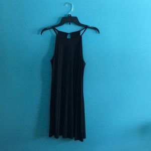 Black ribbed swing dress